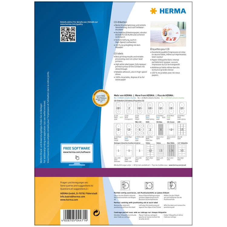 200 HERMA CD-Etiketten 4471 weiß