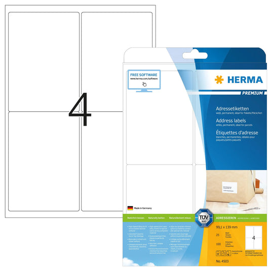 100 HERMA Adressetiketten 4503 weiß