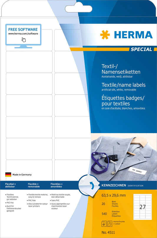 540 HERMA Namensetiketten 4511 weiß