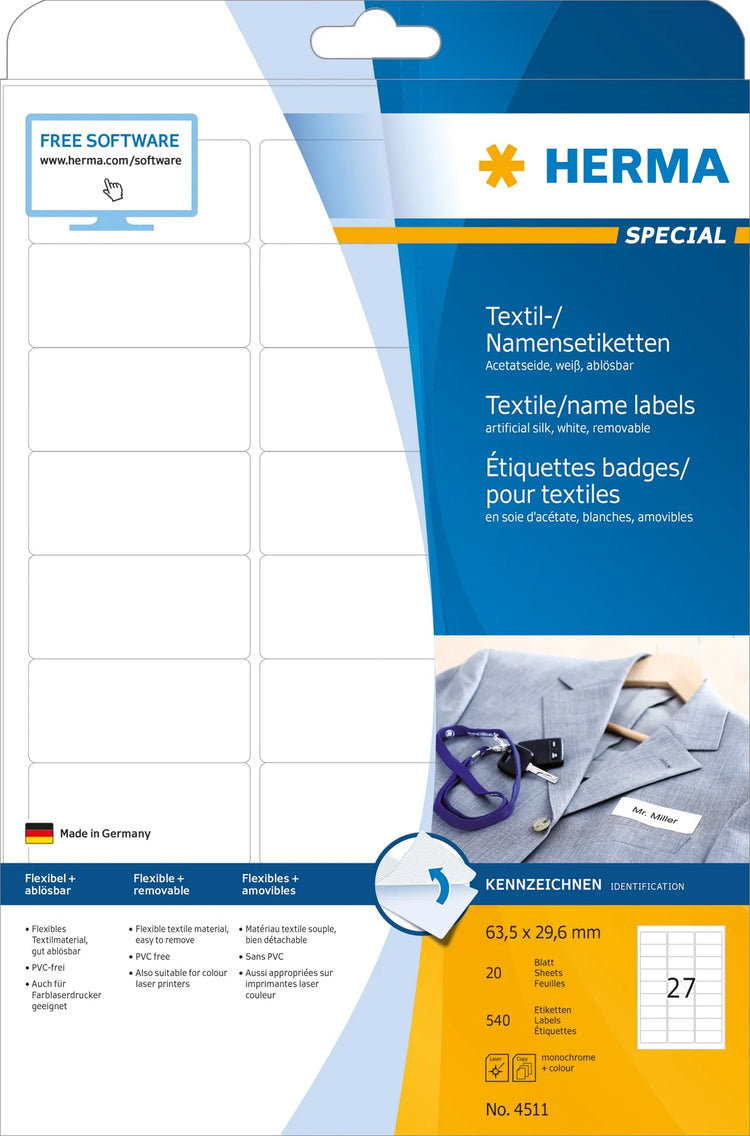 540 HERMA Namensetiketten 4511 weiß