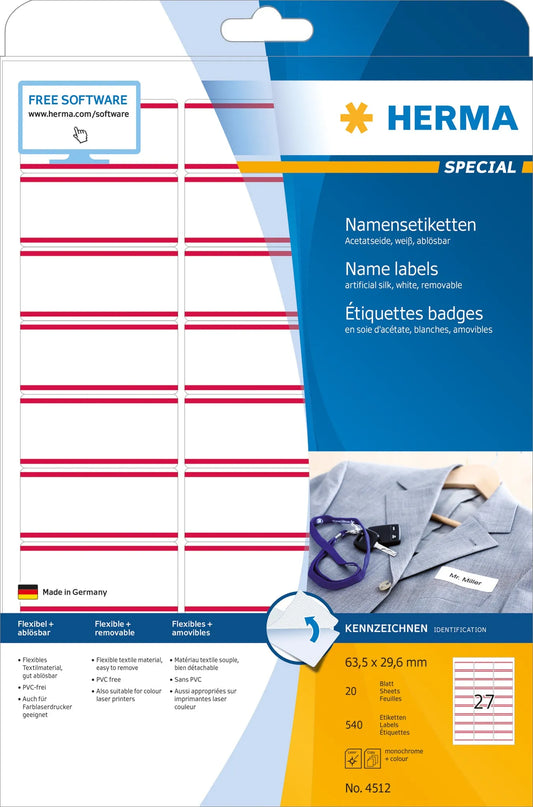 540 HERMA Namensetiketten 4512 weiß