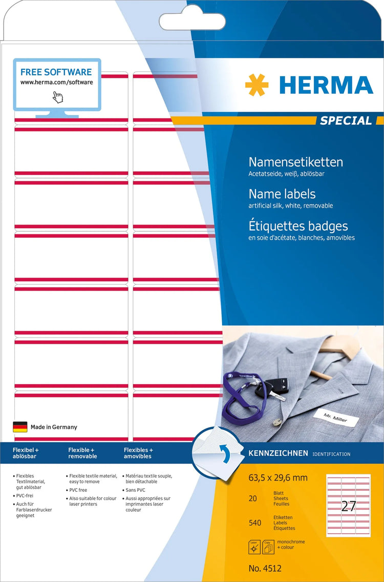540 HERMA Namensetiketten 4512 weiß