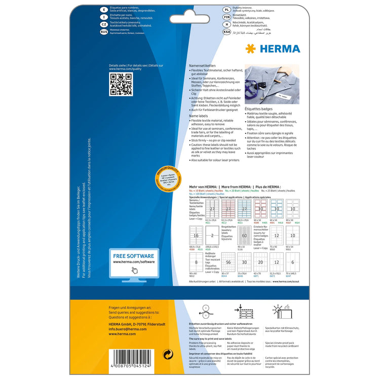 540 HERMA Namensetiketten 4512 weiß