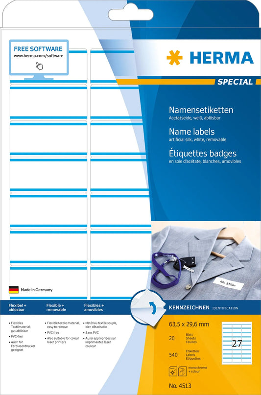 540 HERMA Namensetiketten 4513 weiß