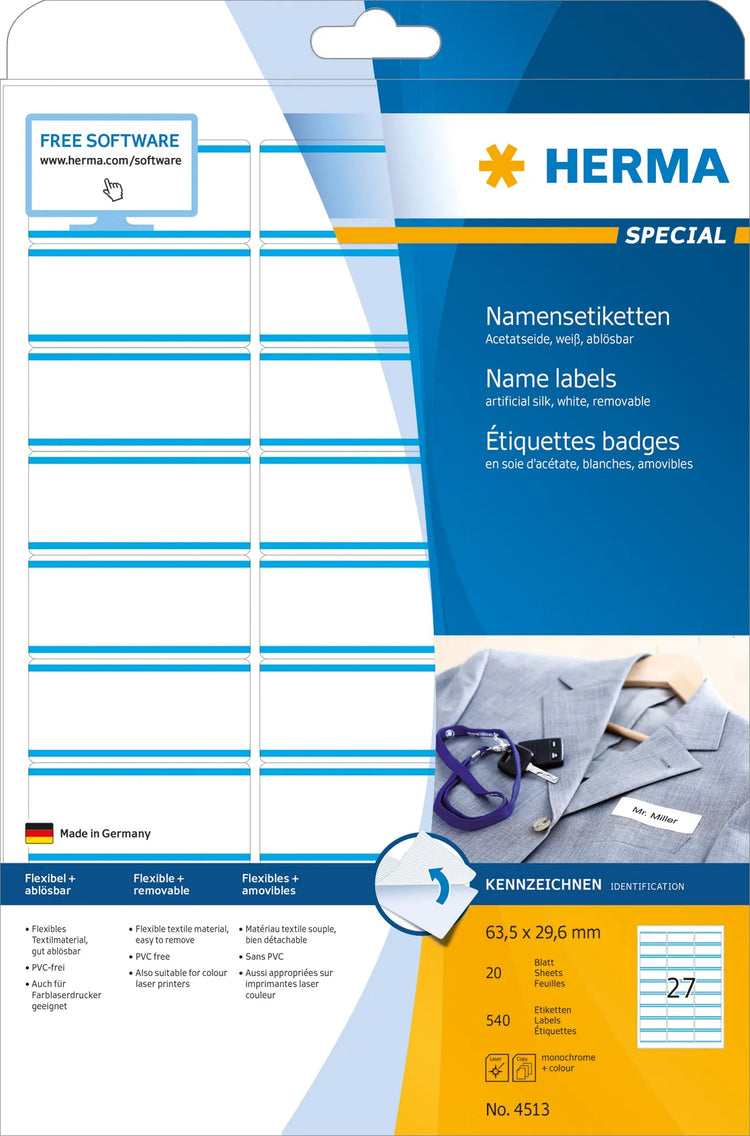 540 HERMA Namensetiketten 4513 weiß