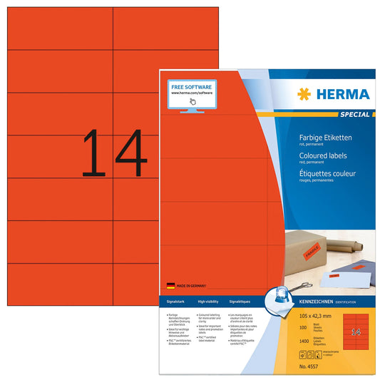 1.400 HERMA Etiketten 4557 rot