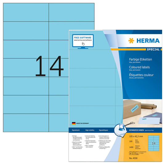 1.400 HERMA Etiketten 4558 blau