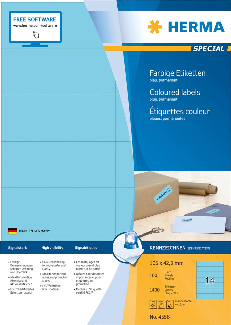 1.400 HERMA Etiketten 4558 blau