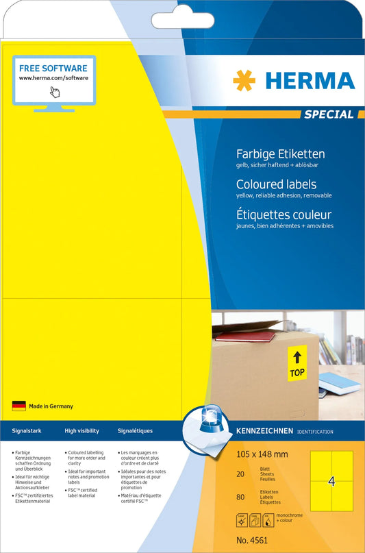 80 HERMA Etiketten 4561 gelb