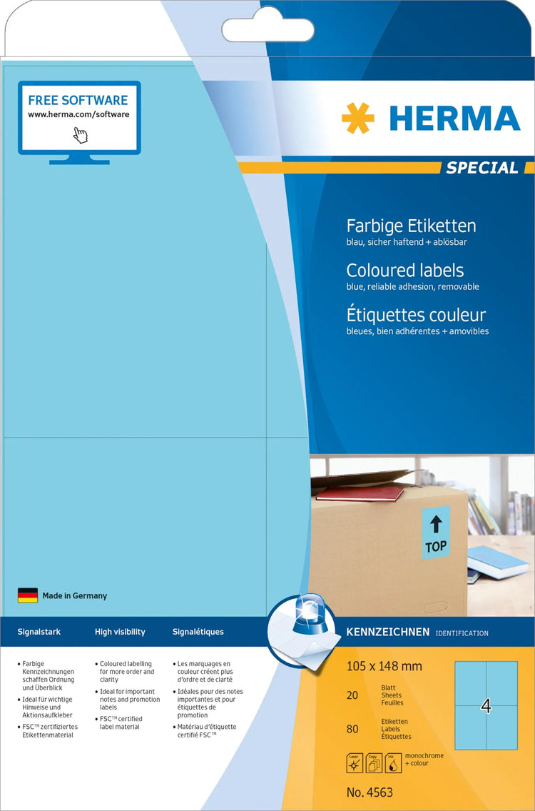 80 HERMA Etiketten 4563 blau