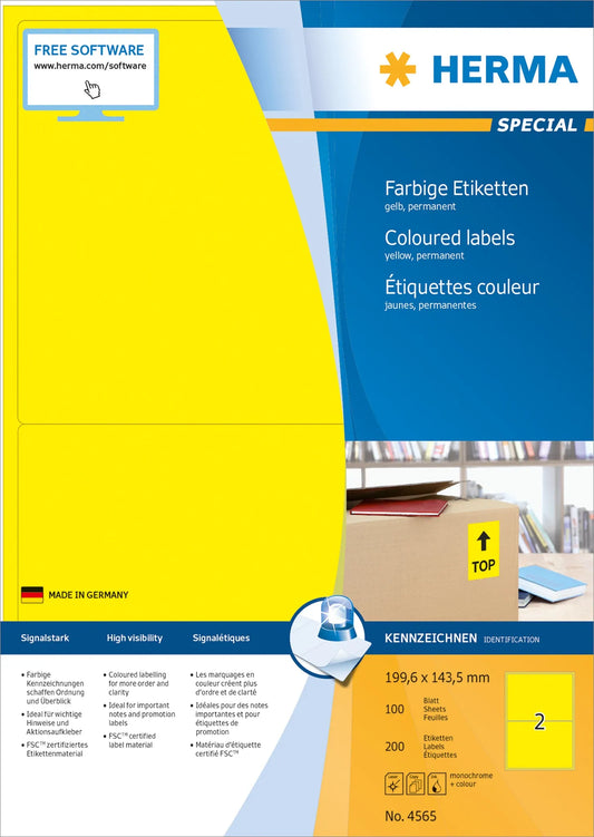 200 HERMA Etiketten 4565 gelb
