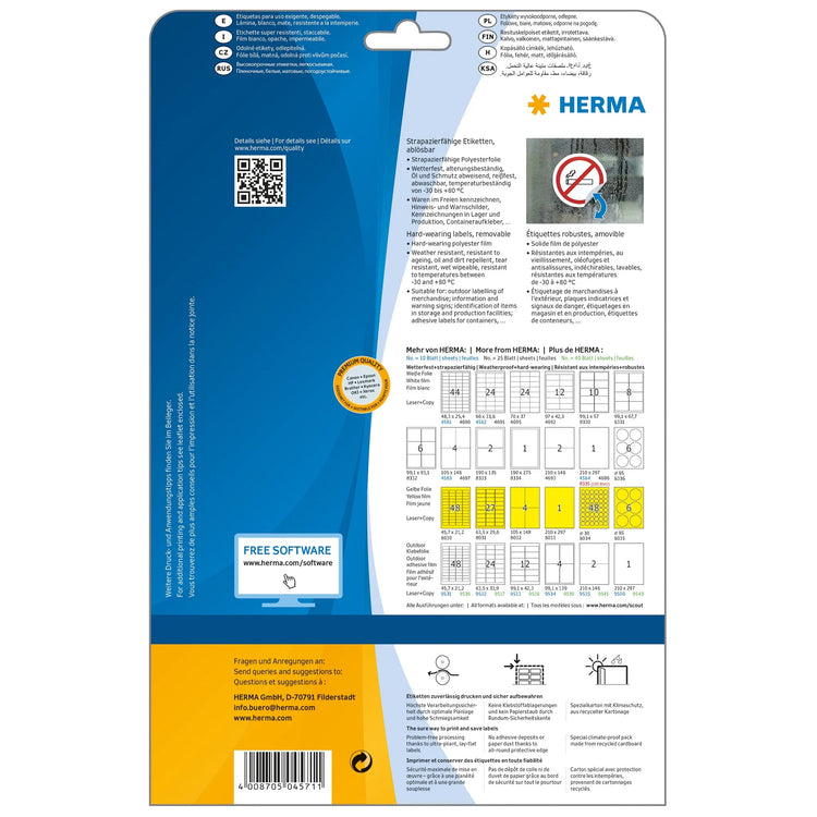 960 HERMA wetterfeste Folienetiketten 4571 weiß