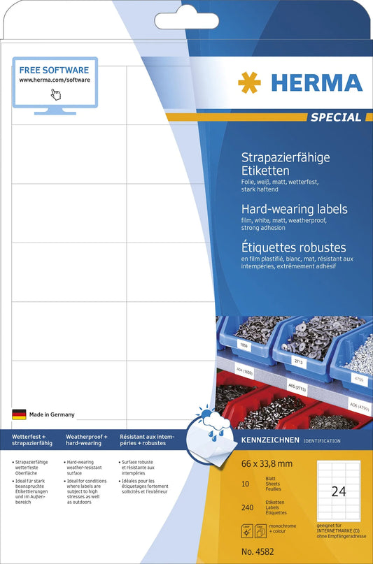240 HERMA wetterfeste Folienetiketten 4582 weiß