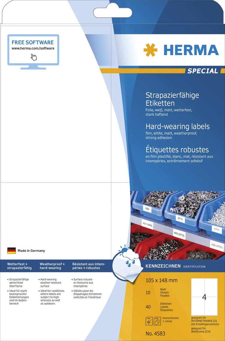 40 HERMA wetterfeste Folienetiketten 4583 weiß