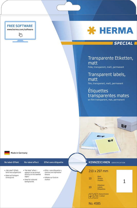 10 HERMA Folienetiketten 4585 transparent