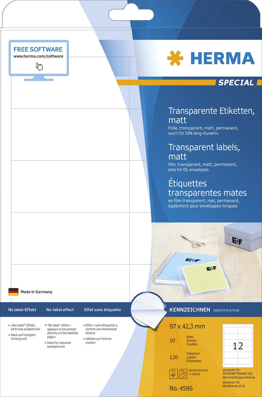 120 HERMA Folienetiketten 4586 transparent