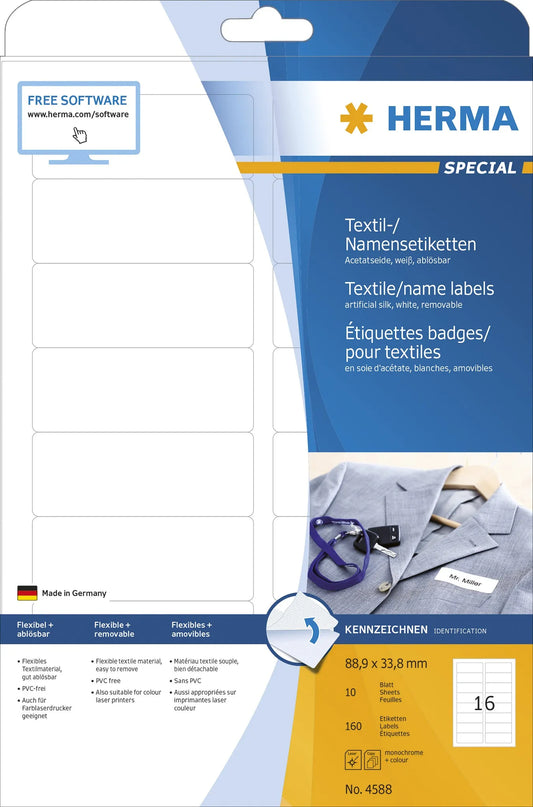 160 HERMA Namensetiketten 4588 weiß