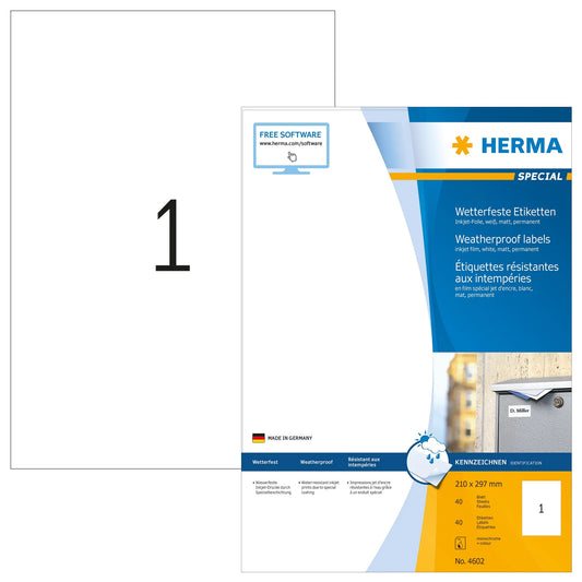 40 HERMA wetterfeste Folienetiketten 4602 weiß