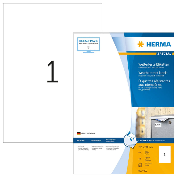 40 HERMA wetterfeste Folienetiketten 4602 weiß