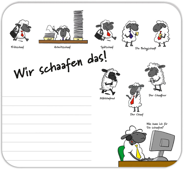 Mousepad - Block "Wir schaafen das!" Maße (BxH): 240 x 220 mm, 30 Blatt