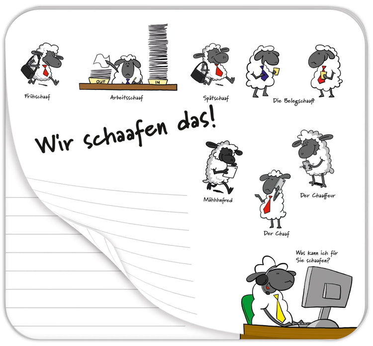Mousepad - Block "Wir schaafen das!" Maße (BxH): 240 x 220 mm, 30 Blatt