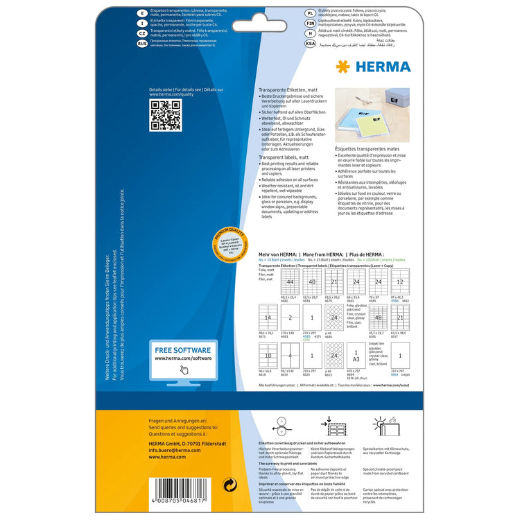 600 HERMA Folienetiketten 4681 transparent