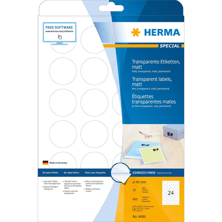 600 HERMA Folienetiketten 4686 transparent