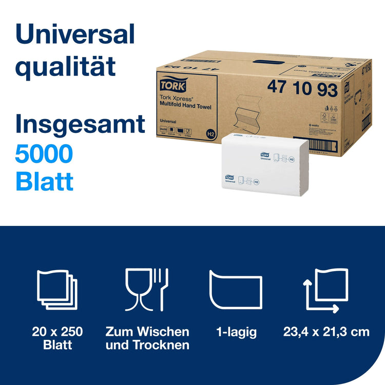 TORK Papierhandtücher 471093 Xpress® H2 Universal Interfold-Falzung 1-lagig 5.000 Tücher