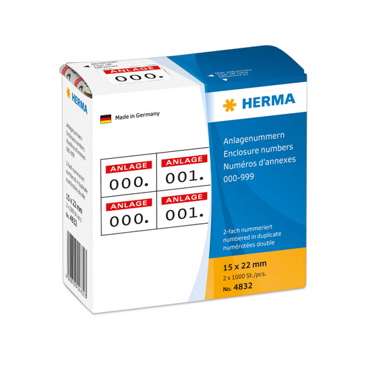 HERMA Klebenummern 4832 nummeriert von 0-999