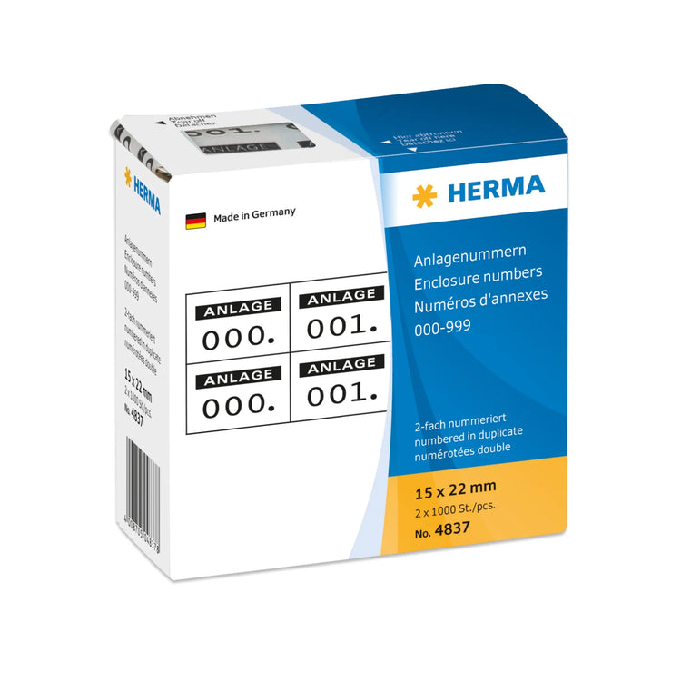 HERMA Klebenummern 4837 nummeriert von 0-999
