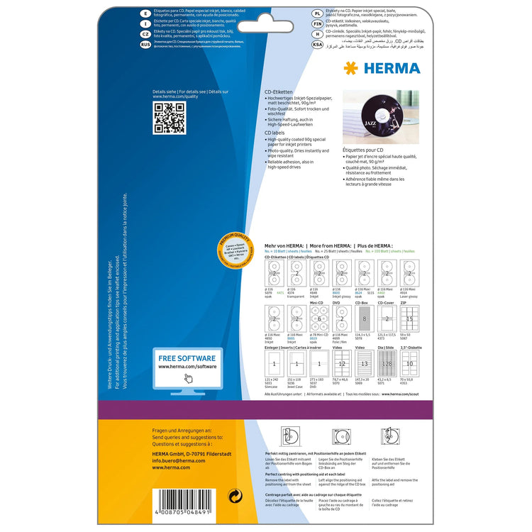 50 HERMA CD-Etiketten 4849 weiß