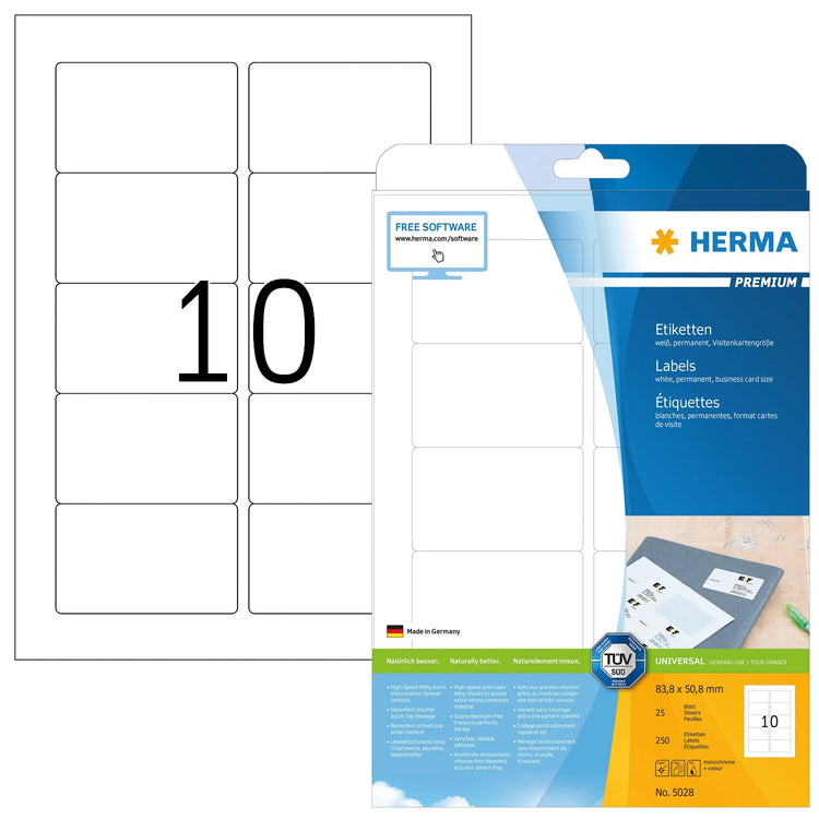 250 HERMA Etiketten 5028 weiß