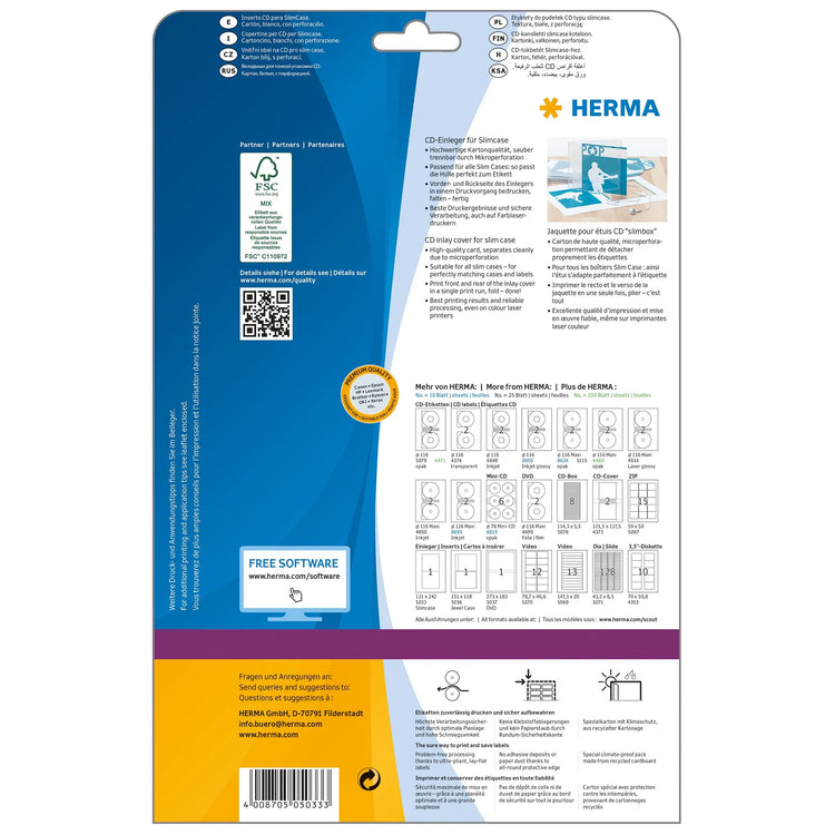 25 HERMA CD-Einleger 5033 weiß