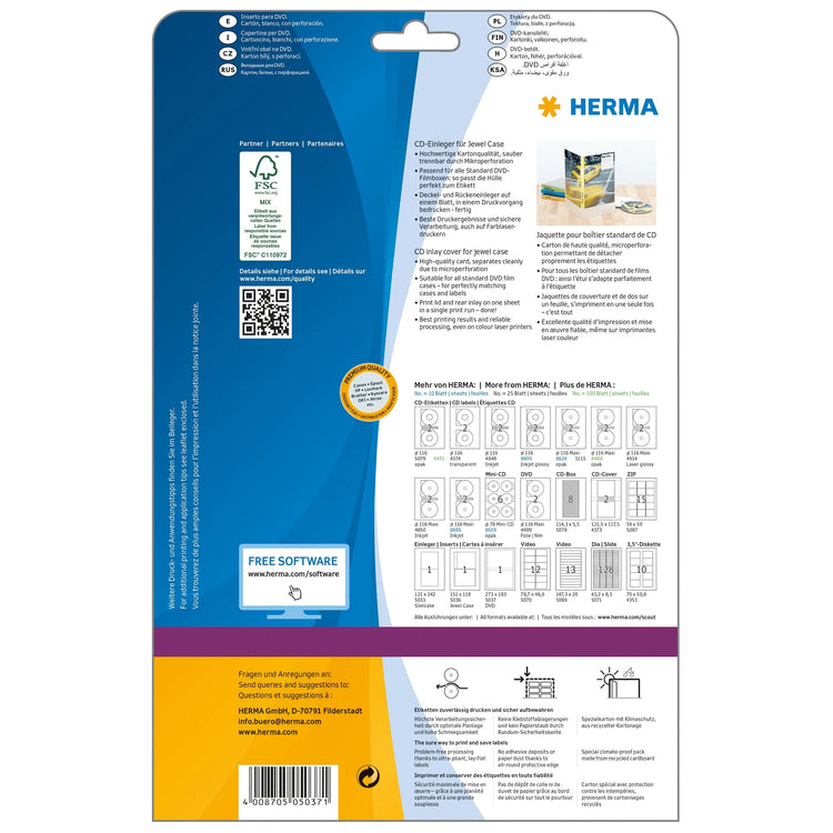 25 HERMA DVD-Einleger 5037 weiß