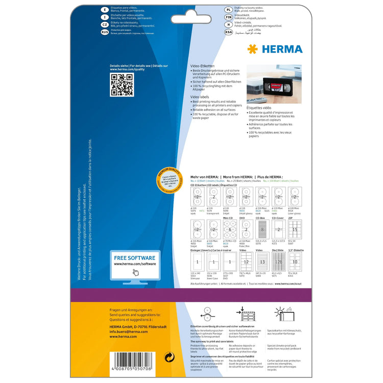300 HERMA Video-Etiketten 5070 weiß
