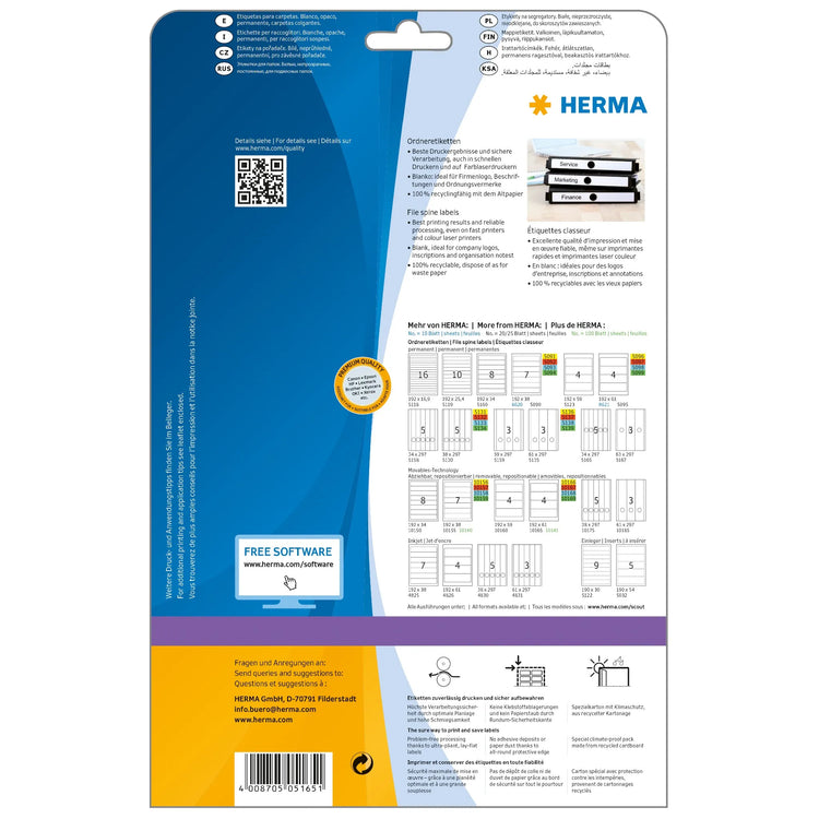 125 HERMA Hängeordneretiketten 5165 weiß für 4,0 - 5,0 cm Rückenbreite