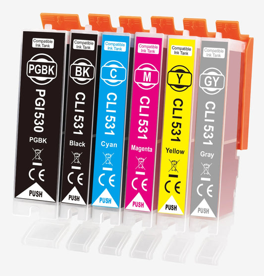 6 kompatible Druckerpatronen von Wechselfaul als Ersatz für Canon PGI-530 CLI-531