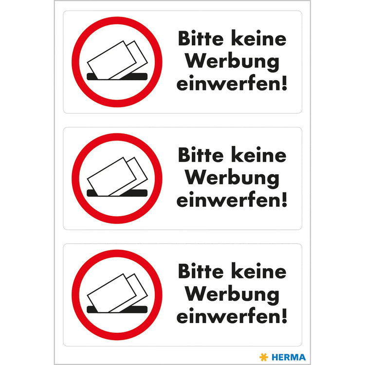 3 HERMA Hinweisetiketten 5738 Keine Werbung