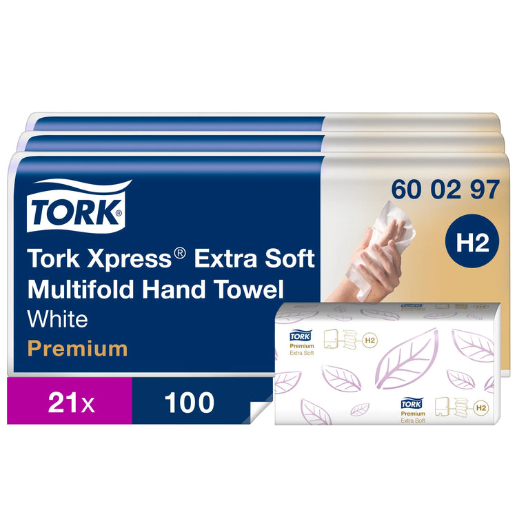 TORK Papierhandtücher 600297 Xpress® H2 Premium Extra Soft Interfold-Falzung 2-lagig 2.100 Tücher