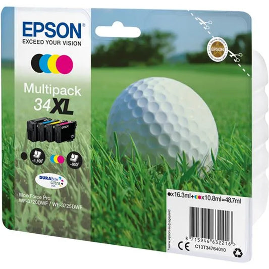 4 EPSON 34XL / T3476XL schwarz, cyan, magenta, gelb Tintenpatronen