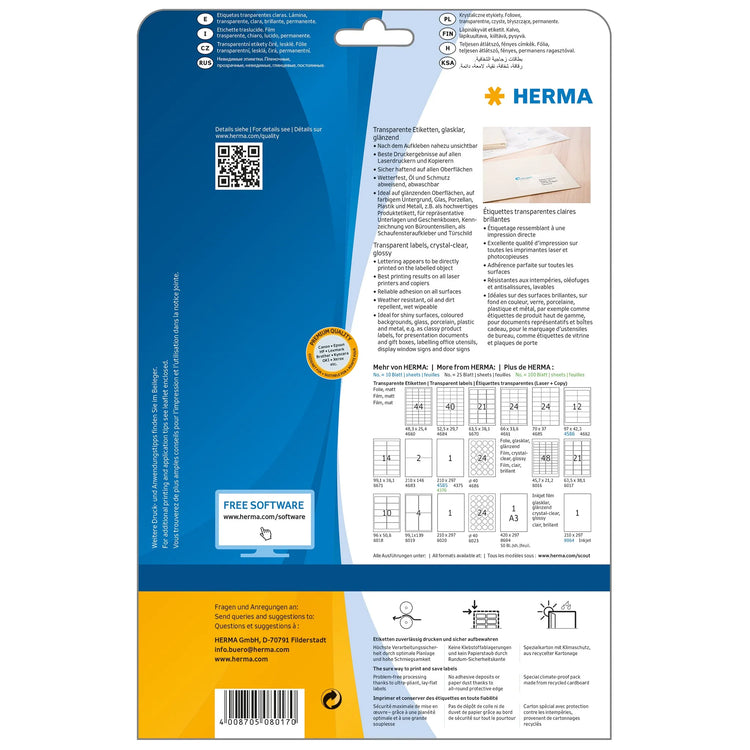 525 HERMA Folienetiketten 8017 transparent