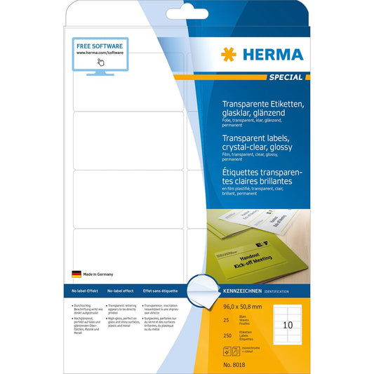 250 HERMA Folienetiketten 8018 transparent