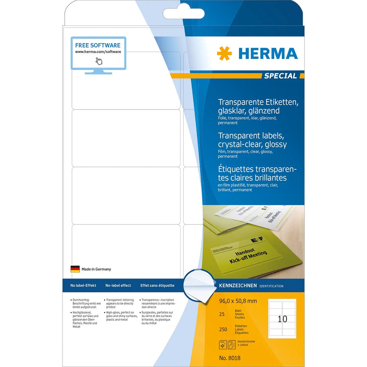 250 HERMA Folienetiketten 8018 transparent