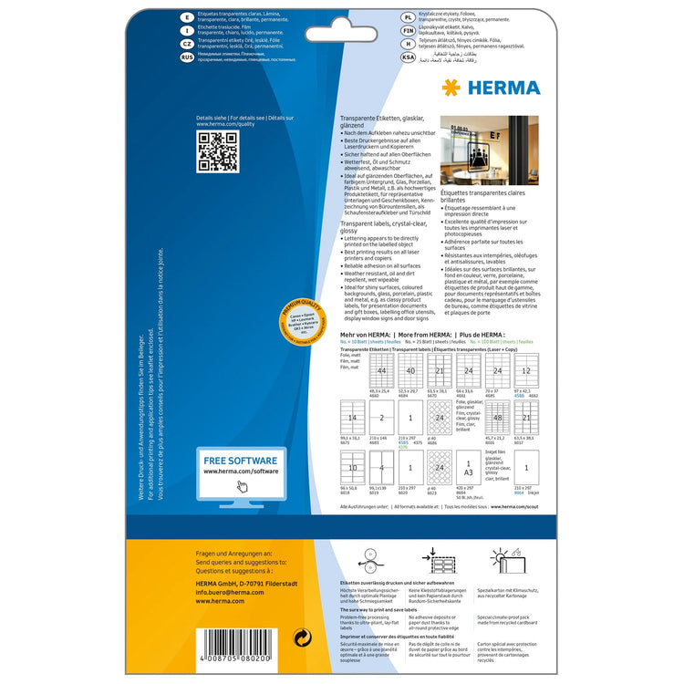 25 HERMA Folienetiketten 8020 transparent