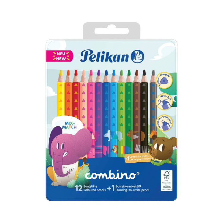 13 Pelikan Combino 12+1 Buntstifte farbsortiert