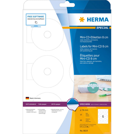 60 HERMA CD-Etiketten 8619 weiß