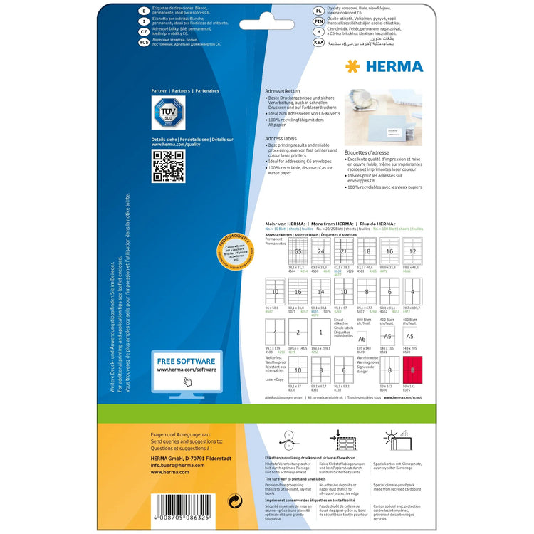 210 HERMA Adressetiketten 8632 weiß
