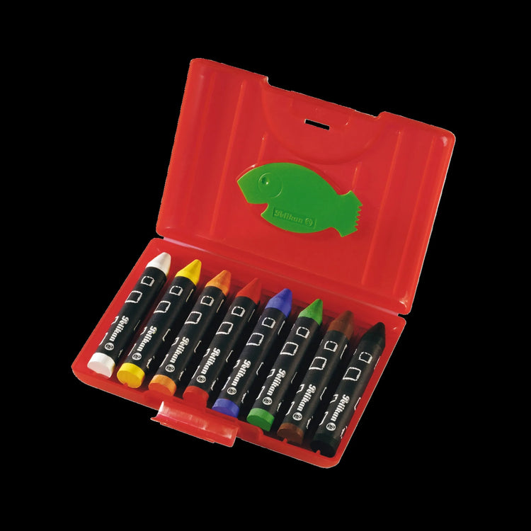 8 Pelikan 665/8 Wachsmalstifte farbsortiert, wasserfest