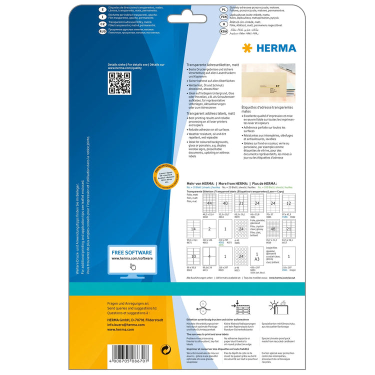 525 HERMA Adressetiketten 8670 transparent