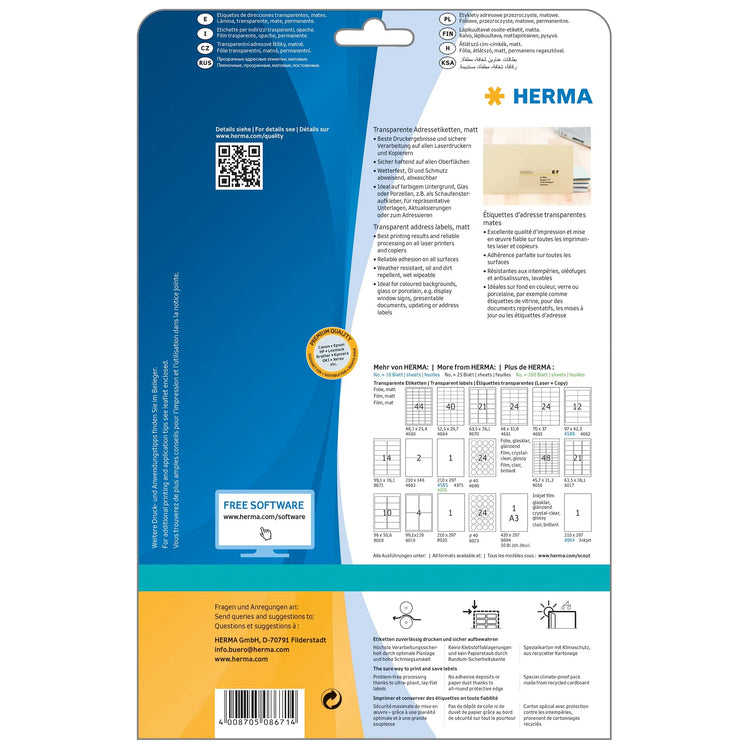 350 HERMA Adressetiketten 8671 transparent